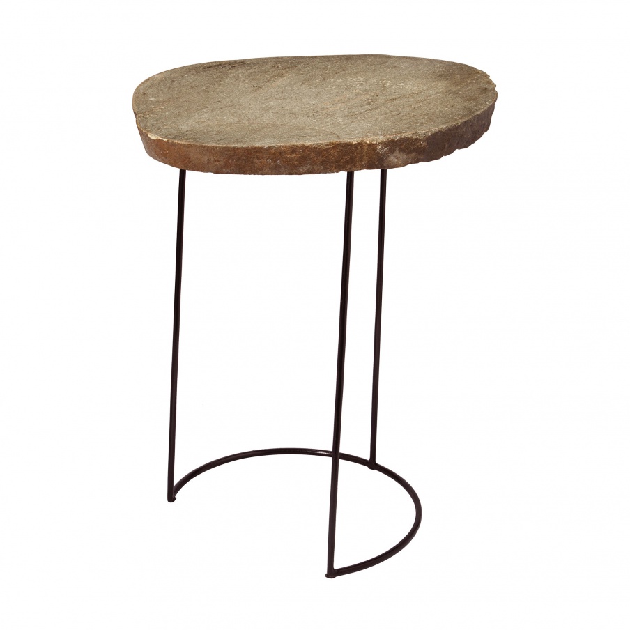 Tisch Tall Stone Slab & Wire Frame Table Dimond Home