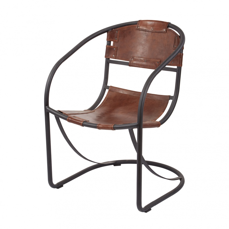 Stuhl Retro Round Leather Back Lounger Dimond Home