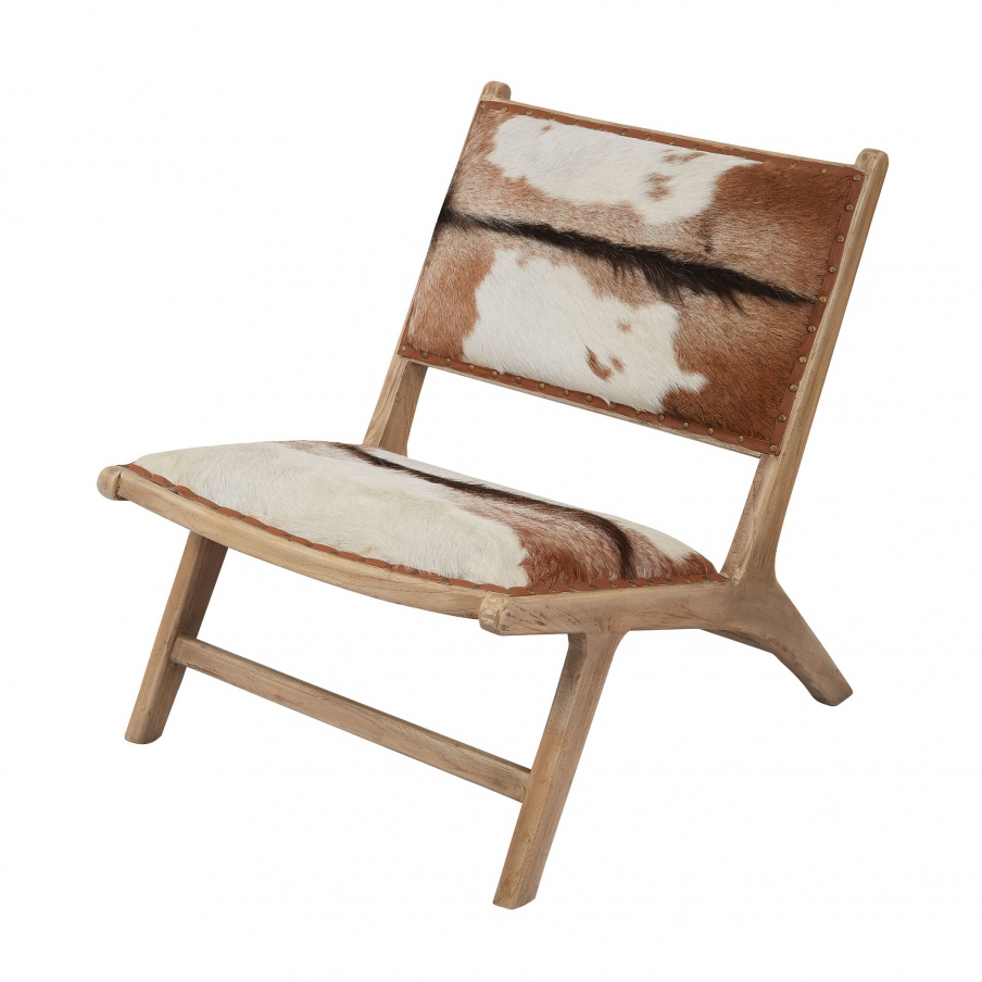 Hocker Ziegenfell Leder Ruhesessel Dimond Home