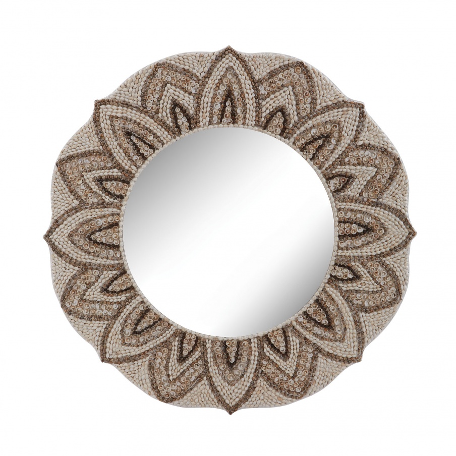 Wall Round Mirror Shell Dimond Home