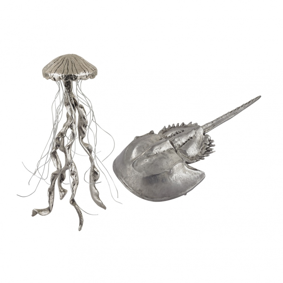 Zubehör Hand Forged Silver Jelly Fish and Horseshow Crab - Set of 2 Dimond Home