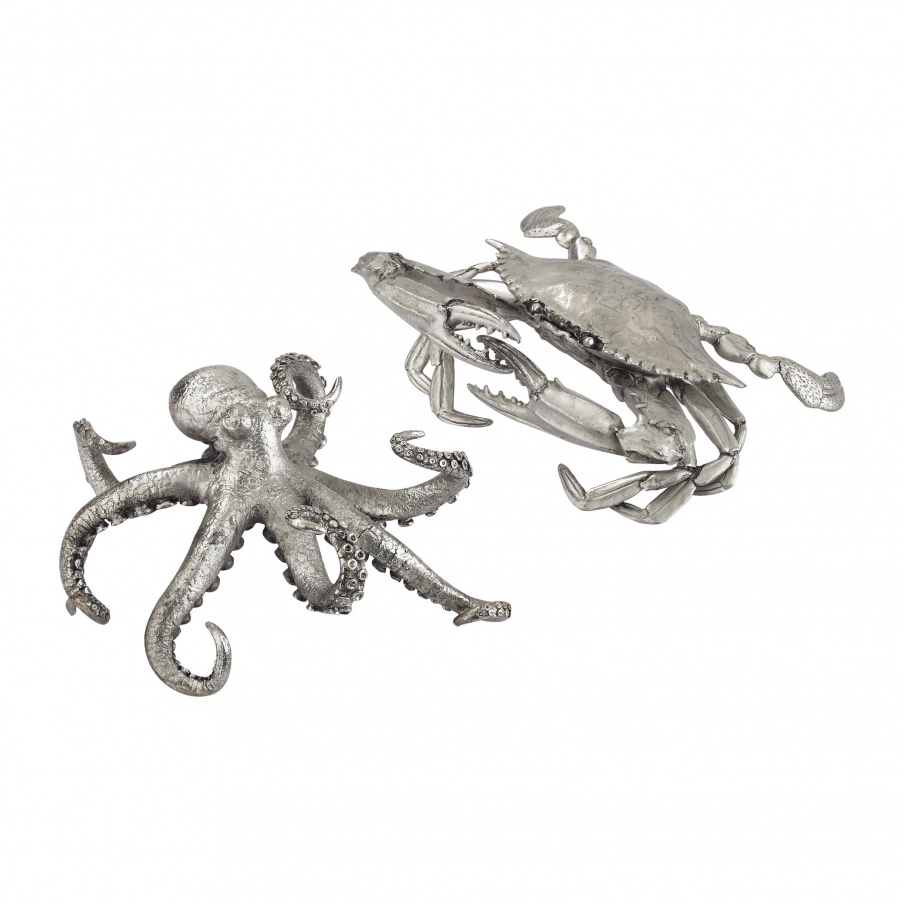 Zubehör Hand Forged Silver Crab and Octopus - Set of 2 Dimond Home