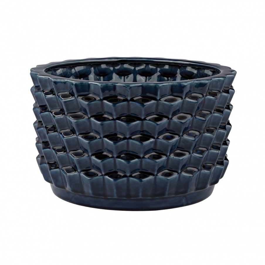 Vase Accordion Crackled Blue Pot Dimond Home