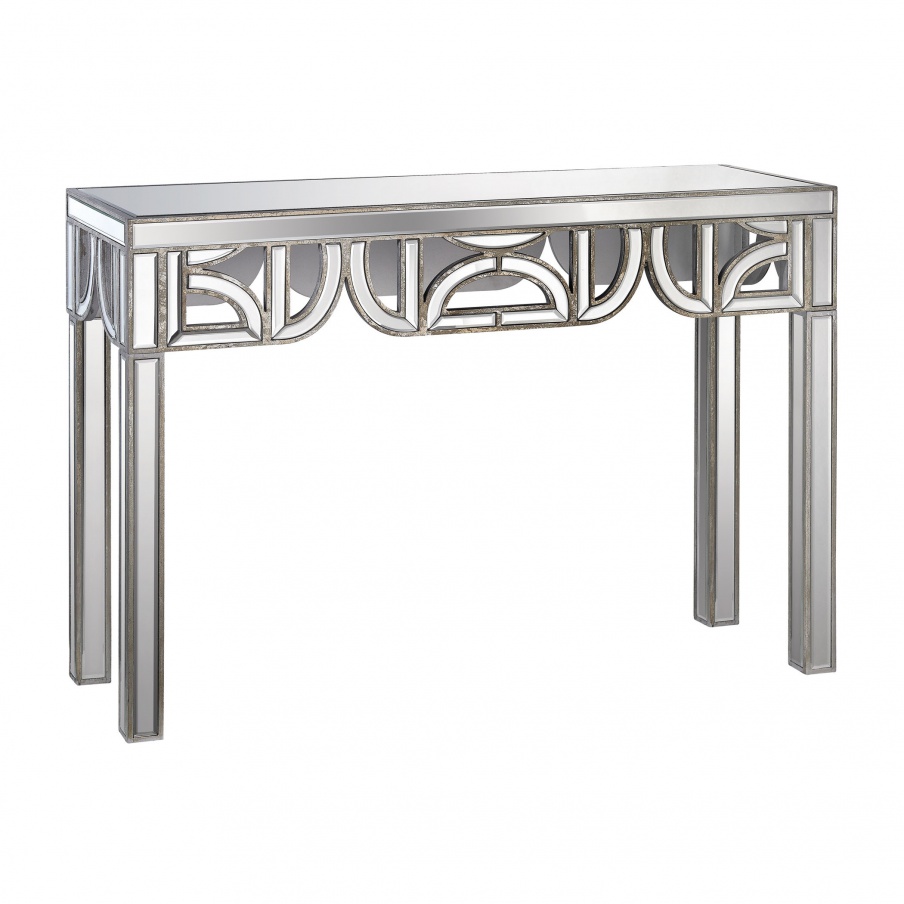 Konsole Console With Mirrored D Shape Detailing Dimond Home