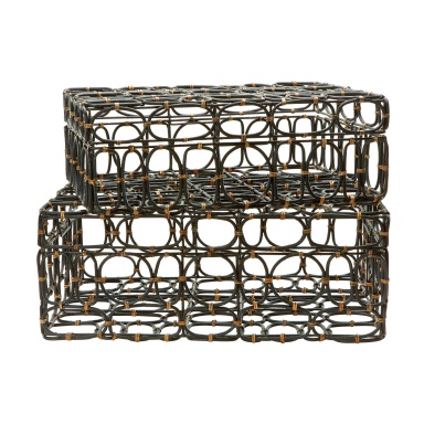 Aufbewahrungsbox Rectangular Black & Tan Oval Ring Box - Set Of 2