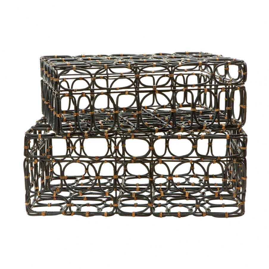 Aufbewahrungsbox Rectangular Black & Tan Oval Ring Box - Set Of 2 Dimond Home