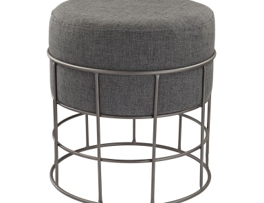 Hocker Pewter and Grey Linen Petzen Dimond Home