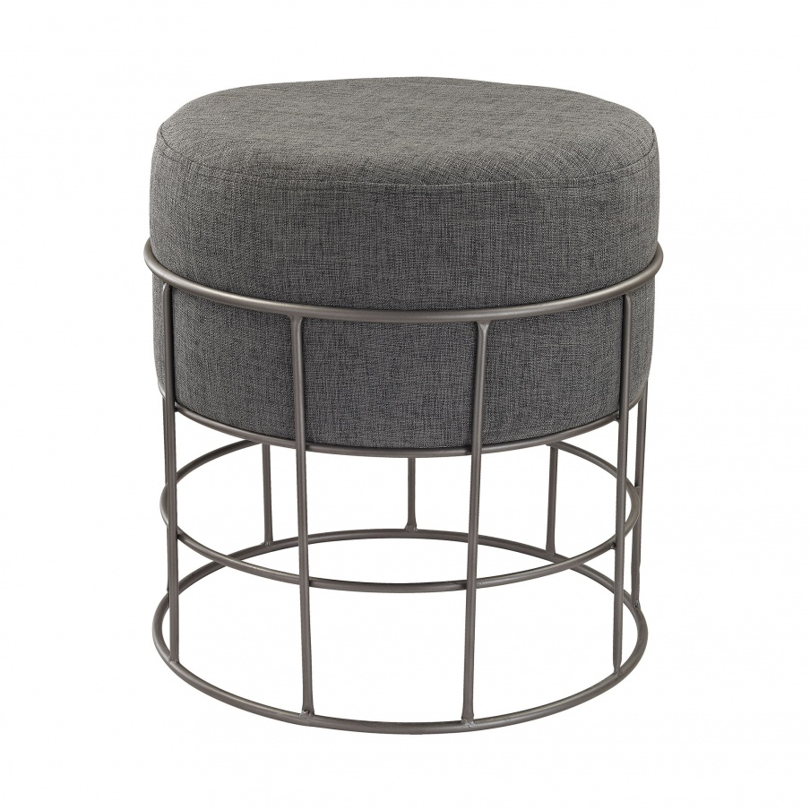 Hocker Pewter and Grey Linen Petzen Dimond Home