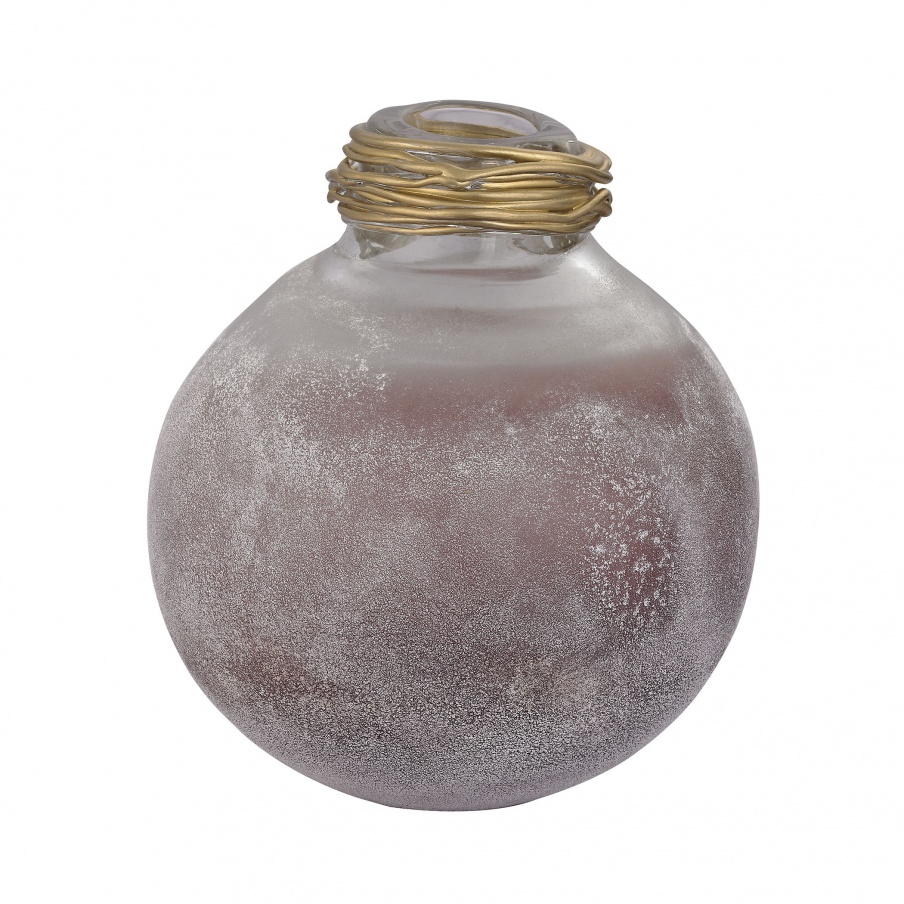 Vase Metal Neck Globe Vase Dimond Home