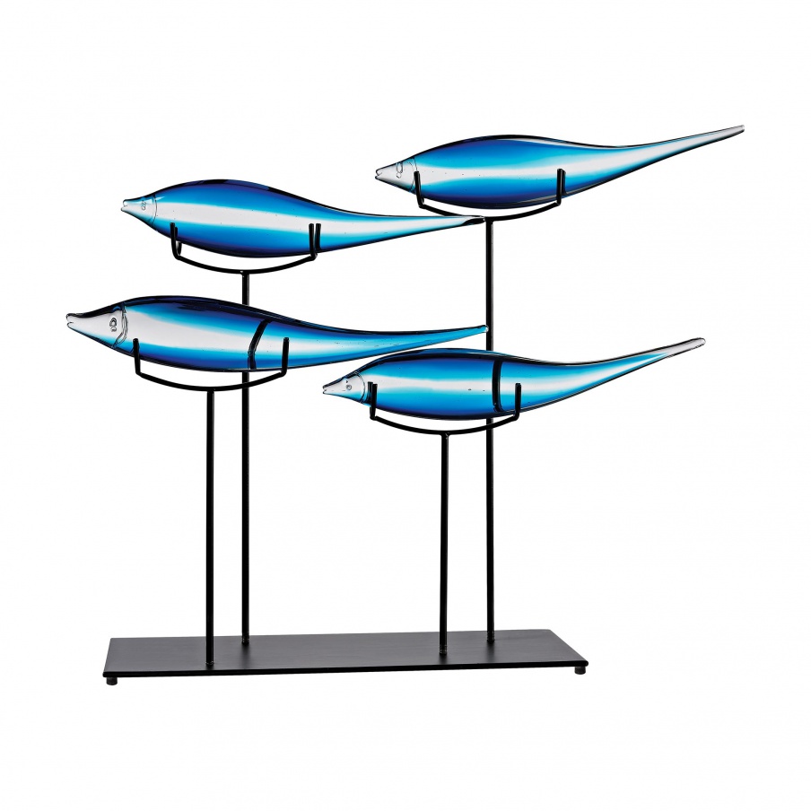 Zubehör Tultui Ice Blue 22-Inch Glass and Metal Table Art - Small Dimond Home