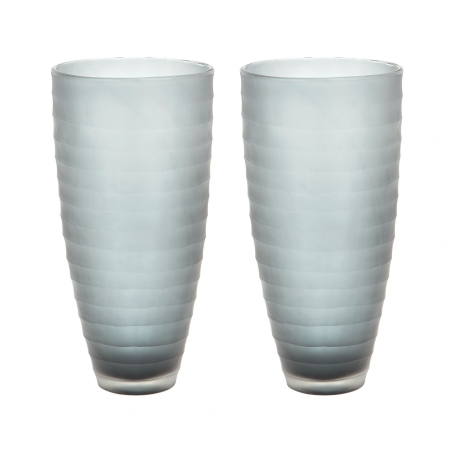 Vase Smoke Matt Cut Vases - Set Of 2 Dimond Home