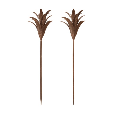 Zubehör Rust Iron Leaf Stem - Set Of 2