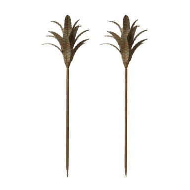Zubehör Patina Iron Leaf Stem - Set Of 2