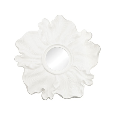 Wand-Gloss White Flower Mirror