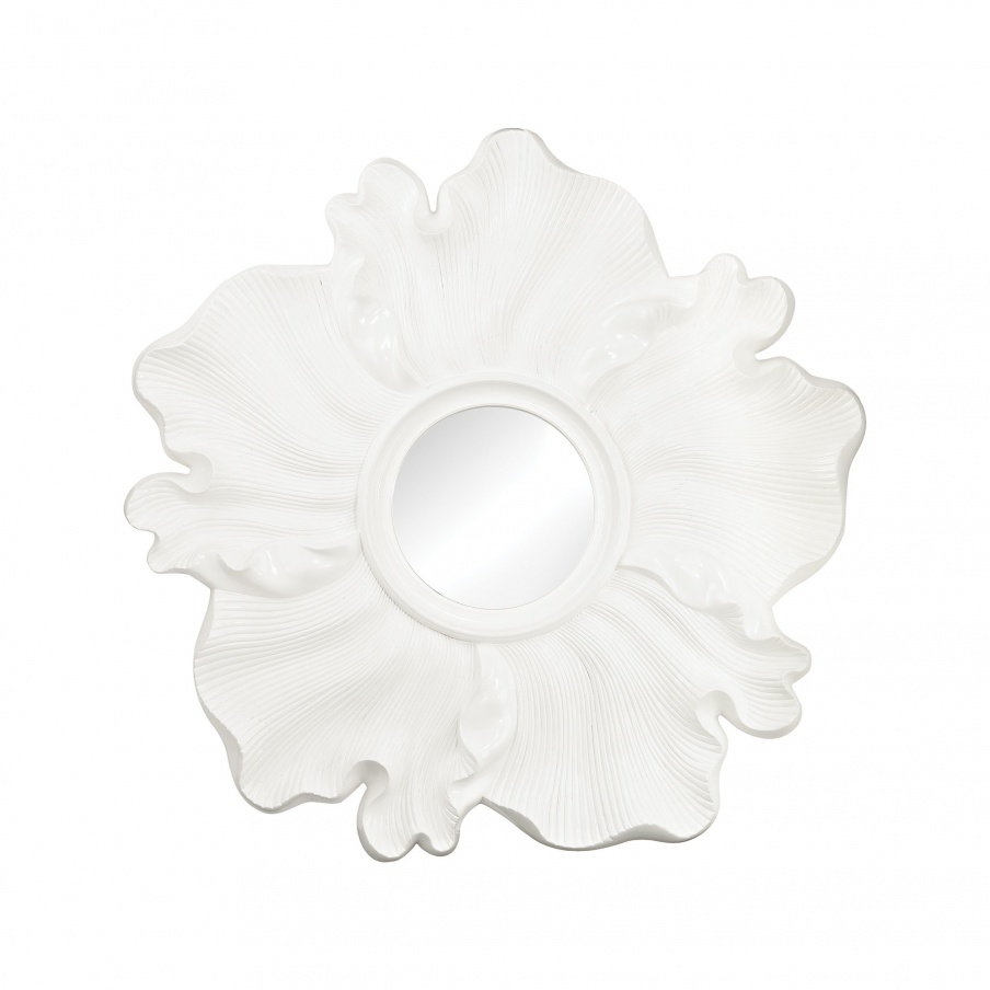 Wand-Gloss White Flower Mirror Dimond Home