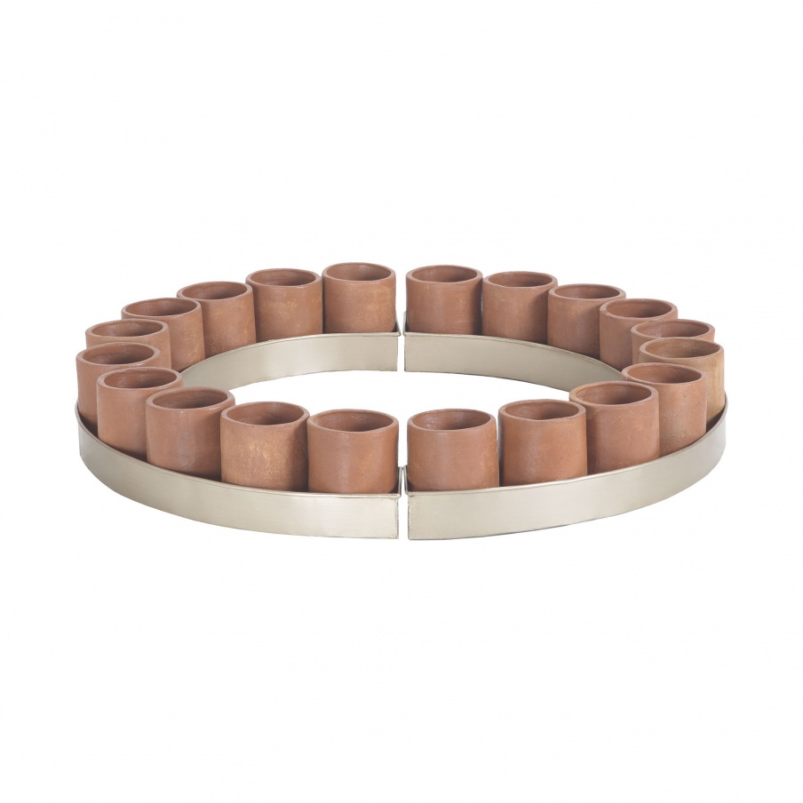Kerzenhalter Kilnbricke Centrepiece In Natural Terracota And Champagne Gold Dimond Home
