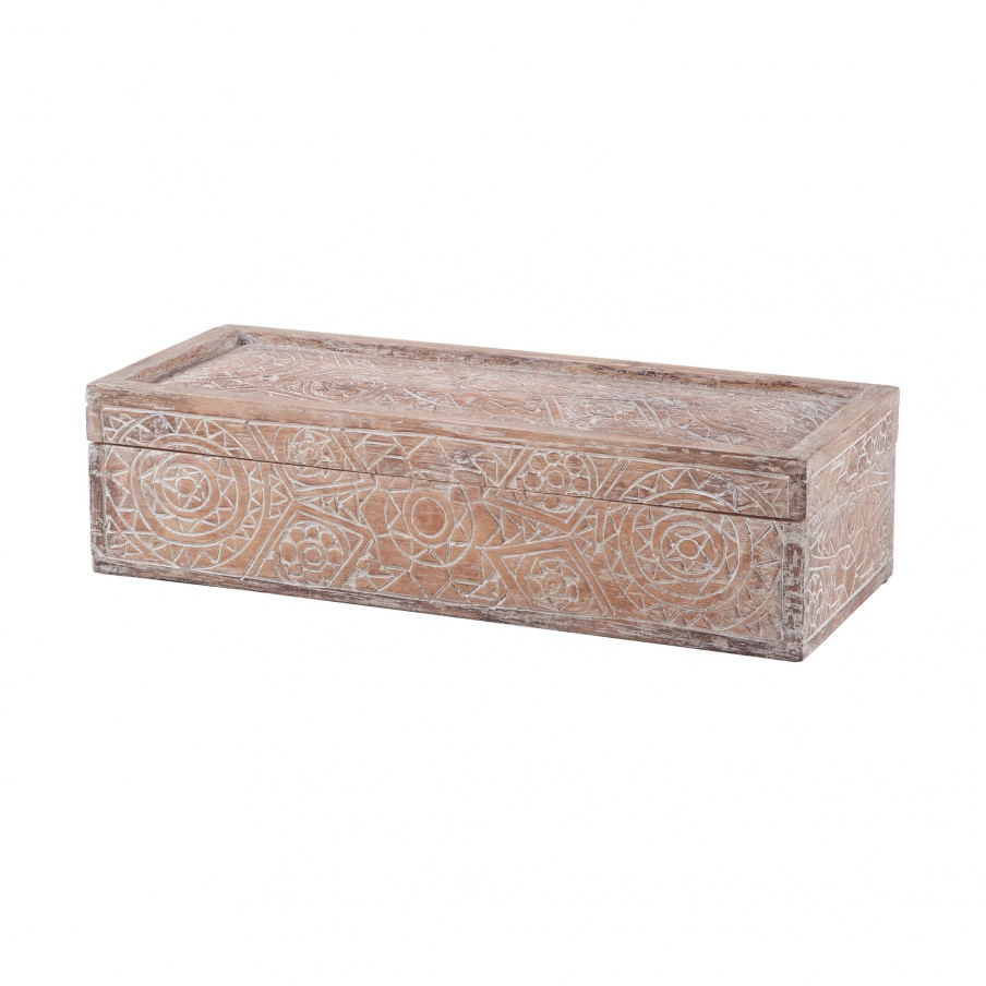 Aufbewahrungsbox Whitewashed Carved Albasia Wood Box Dimond Home