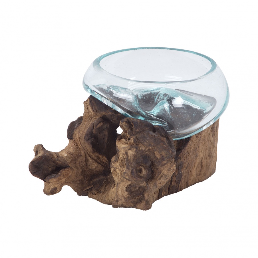Schiff Jetsam Teakholz Root And Glass Vessel - Short Dimond Home