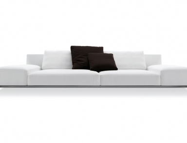 Modulares Sofa in Leder - / Textil Polsterung, Park - Poliform (weißes Sofa)