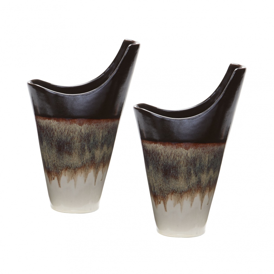 Vase Small Reaction Vases In Cascade Mocca - Set Of 2 Dimond Home