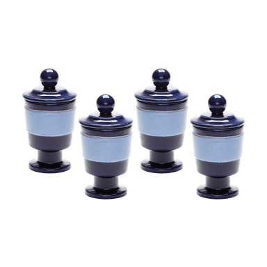 Kerzenhalter Navy Denim And Polar Filled Votive - Set Of 4