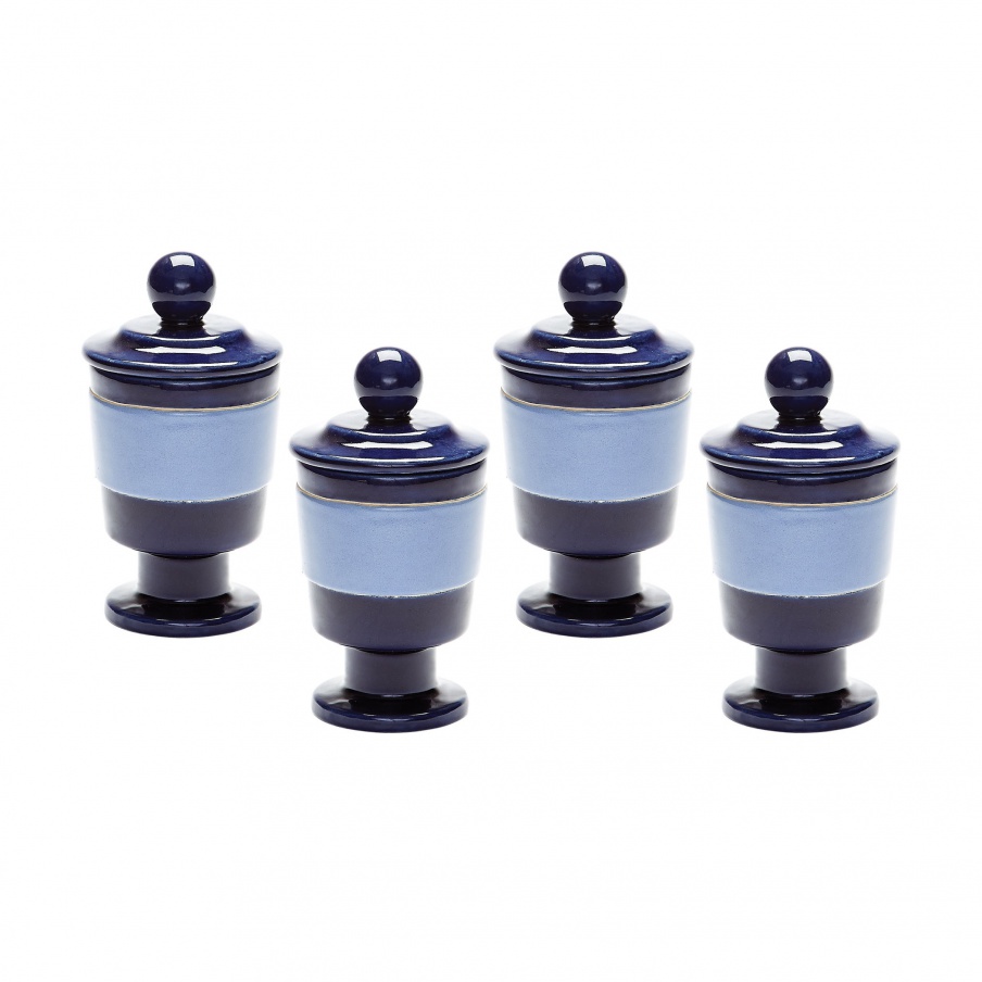 Kerzenhalter Navy Denim And Polar Filled Votive - Set Of 4 Dimond Home