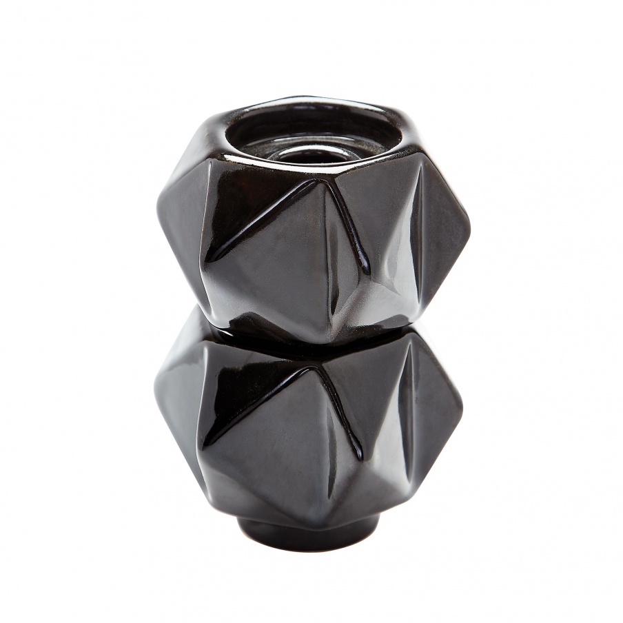Kerzenhalter Small Ceramic Star Candle Holders - Black. Set Of 2 Dimond Home