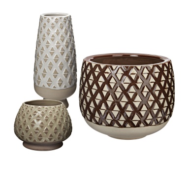 Vase Two Tone Lattice Pots