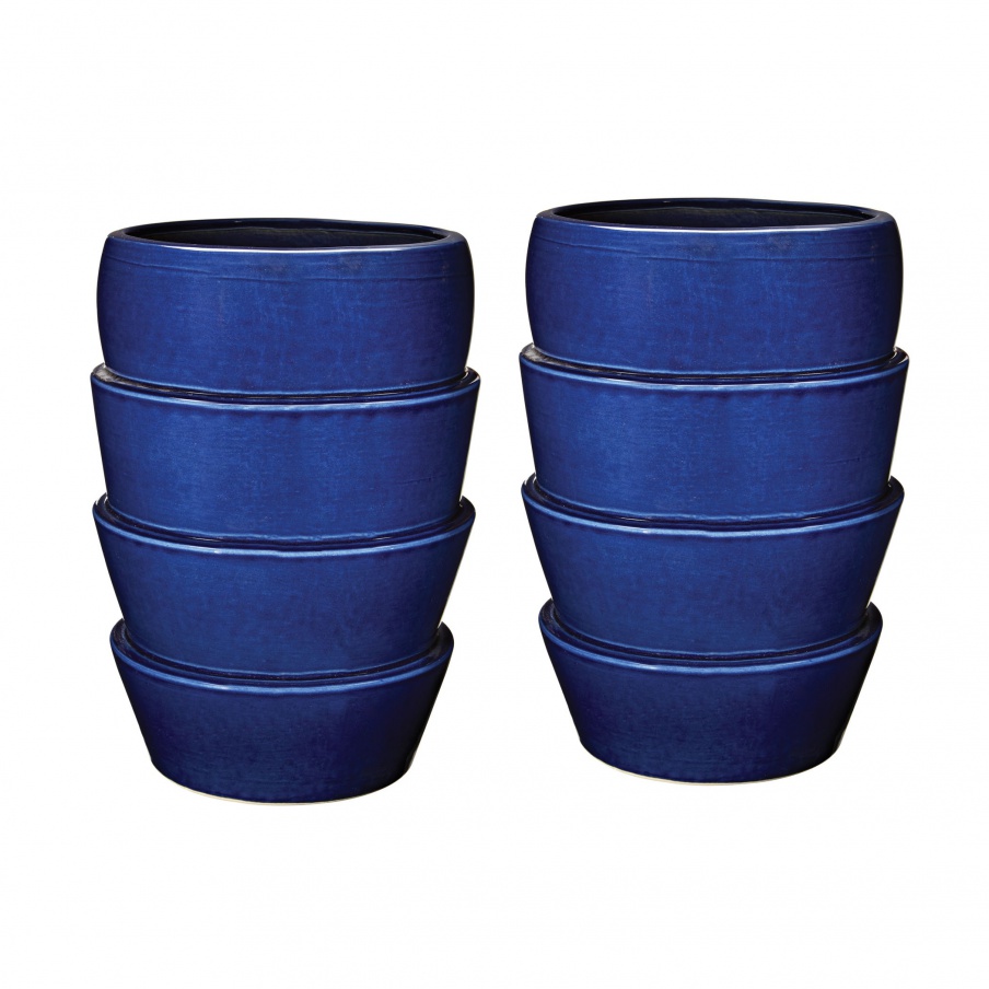 Vase Denim Short Crackle PSD Vessel Dimond Home