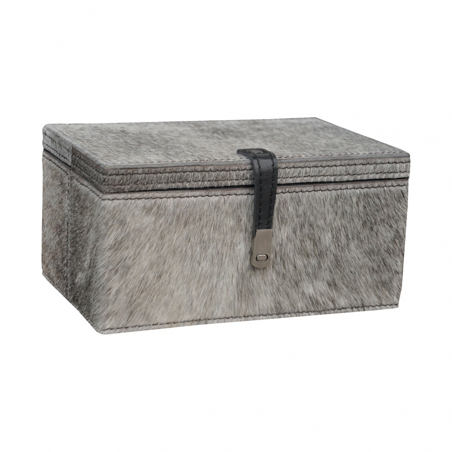 Aufbewahrungsbox Small Grey Hairon Leather Box Dimond Home