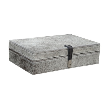 Aufbewahrungsbox Large Grey Hairon Leather Box