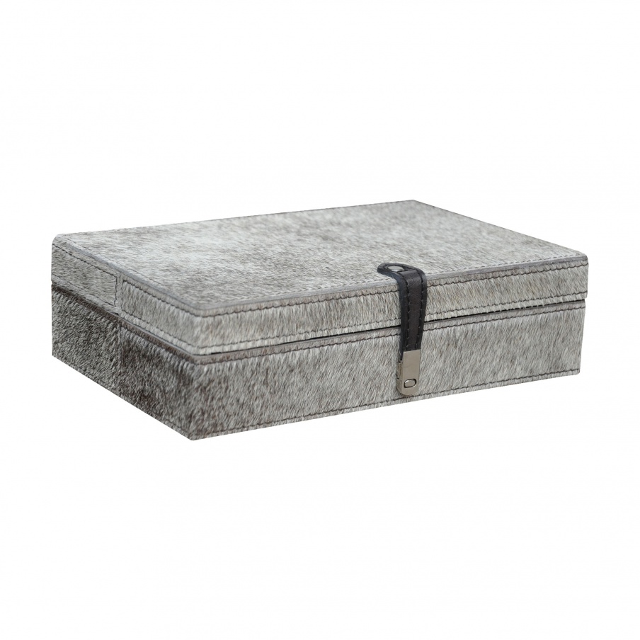 Aufbewahrungsbox Large Grey Hairon Leather Box Dimond Home