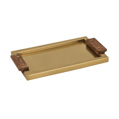 Behälter Brass Tray with Wood Handles