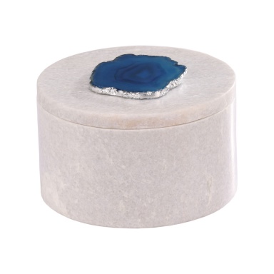 Aufbewahrungsbox Antilles Round Box In Marble White And Blue Agate