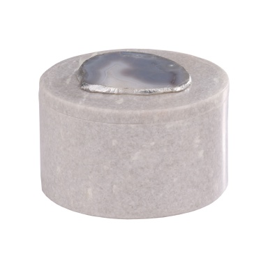 Aufbewahrungsbox Antilles Round Box In White Marble And Natural Agate