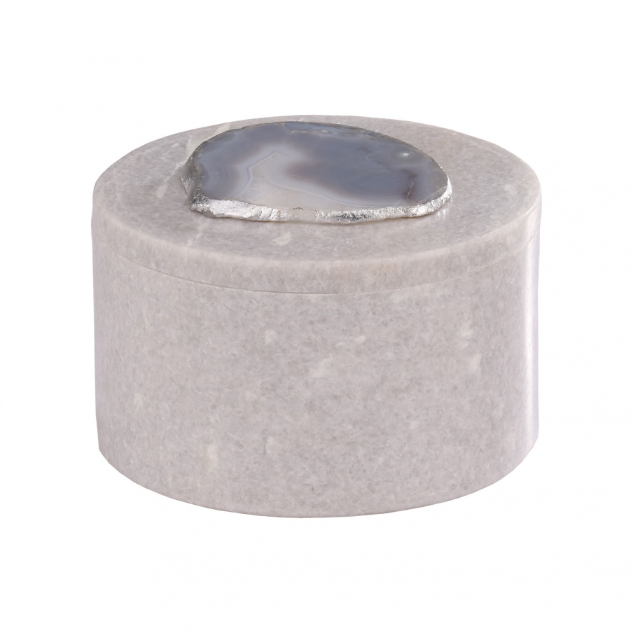 Aufbewahrungsbox Antilles Round Box In White Marble And Natural Agate Dimond Home