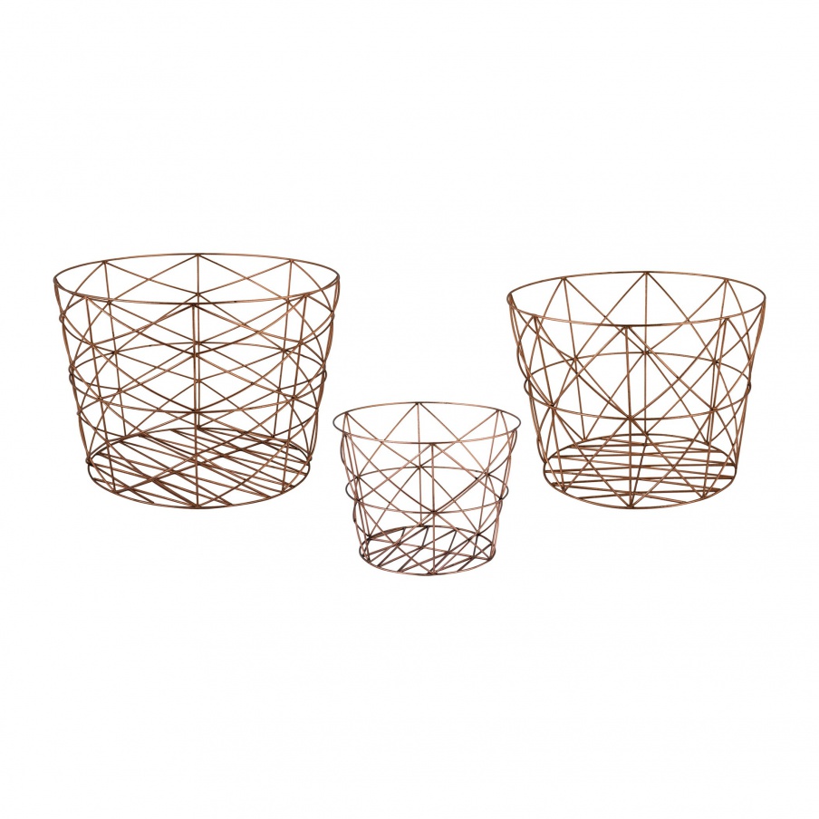 Korb Nested Geometric Copper Baskets Dimond Home