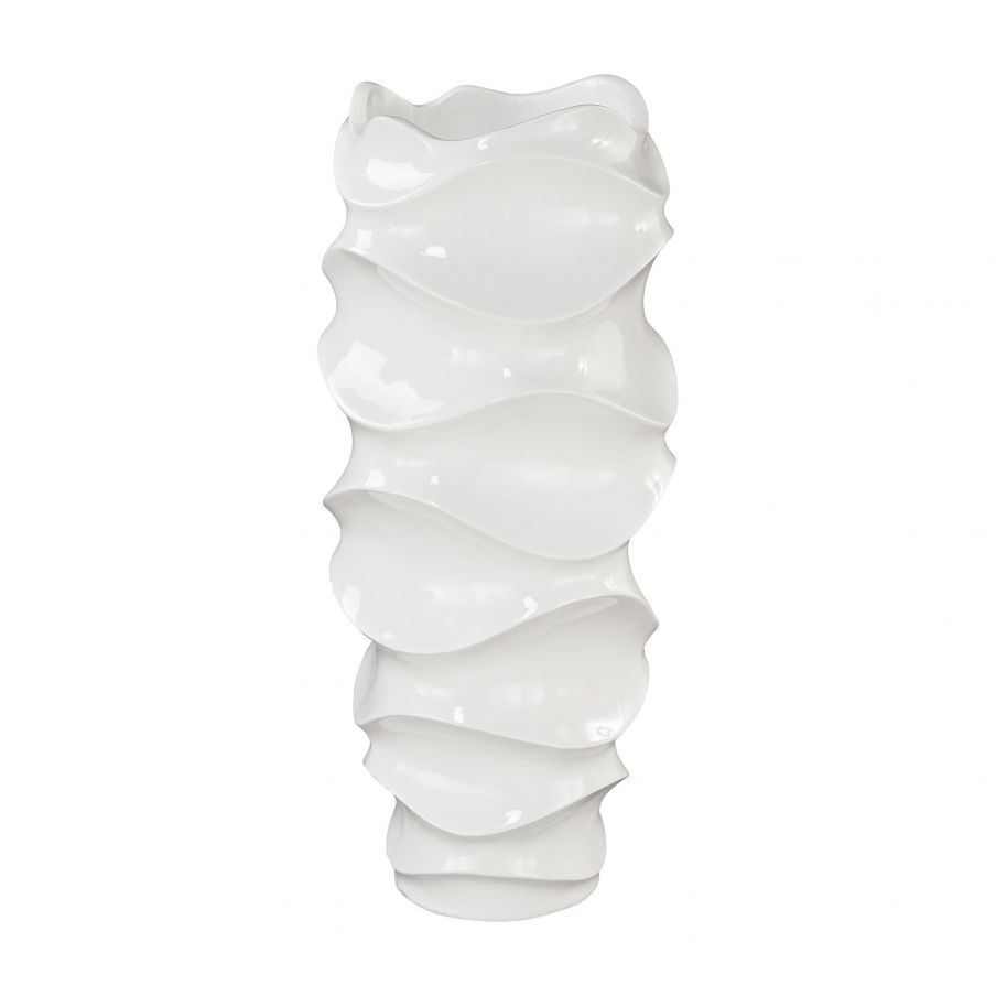 Vase Jaya Wave Vessel In Gloss White Dimond Home