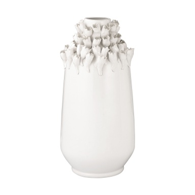 Vase Textured Top Short Ceramic Vase