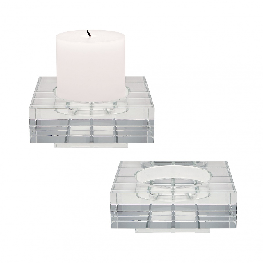 Kerzenhalter Square Windowpane Crystal Candleholders - Large. Set Of 2 Dimond Home