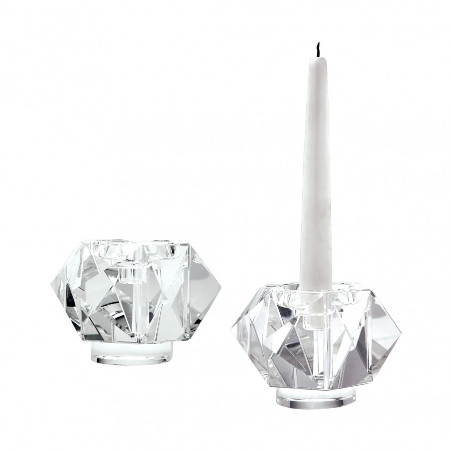Kerzenhalter Faceted Star Crystal Candleholders - Small. Set Of 2 Dimond Home