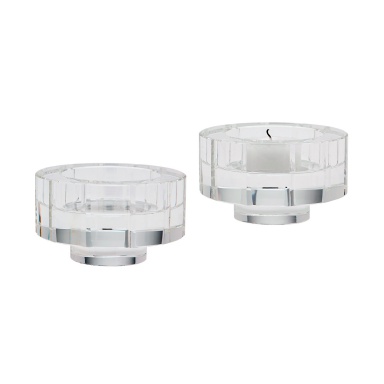 Kerzenhalter Round Windowpane Crystal Candleholders - Small. Set Of 2
