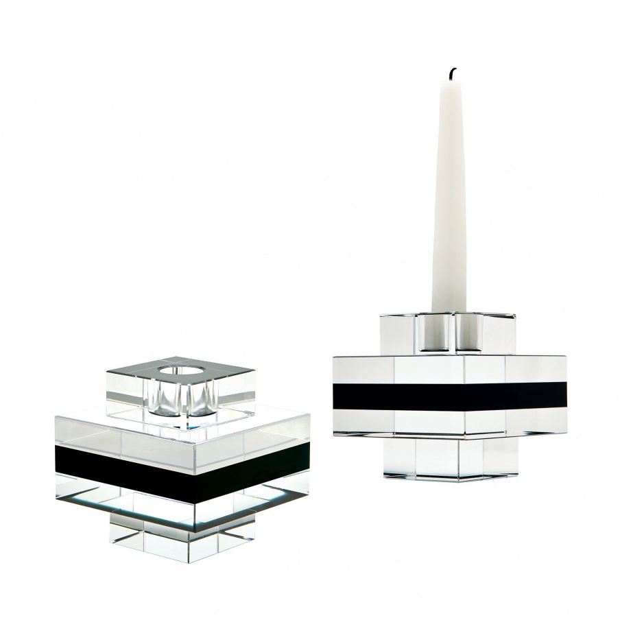 Kerzenhalter Square Tuxedo Crystal Pedestal Candleholders - Set Of 2 Dimond Home