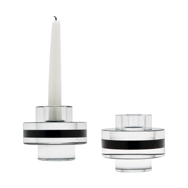 Kerzenhalter Round Crystal Tuxedo Pedestal Candleholders - Set Of 2