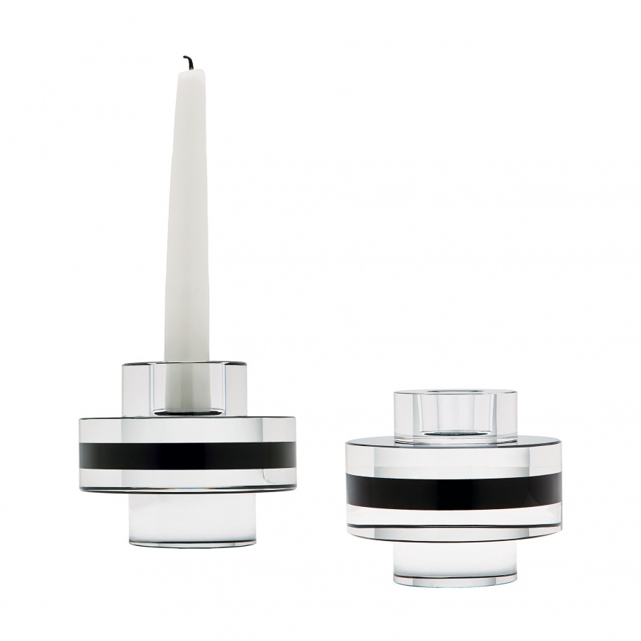 Kerzenhalter Round Crystal Tuxedo Pedestal Candleholders - Set Of 2 Dimond Home