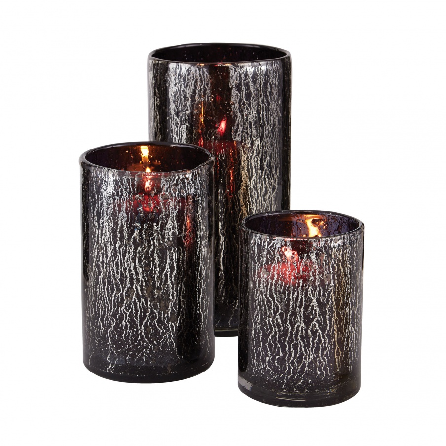Vase Black Mercury Drip Hurricanes Dimond Home