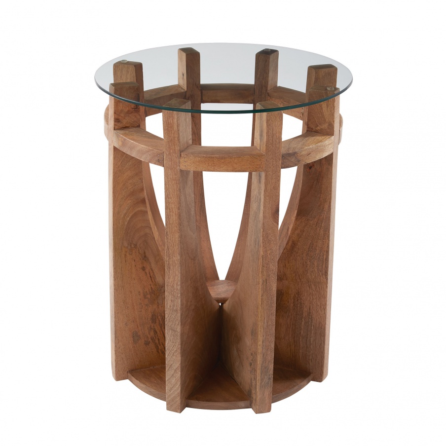 Tisch Wooden Sundial Side Table Dimond Home