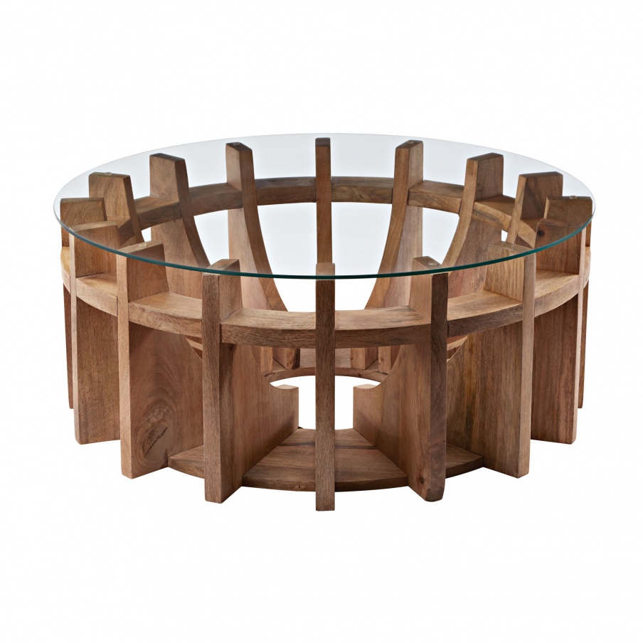 Tisch Wooden Sundial Coffee Table Dimond Home