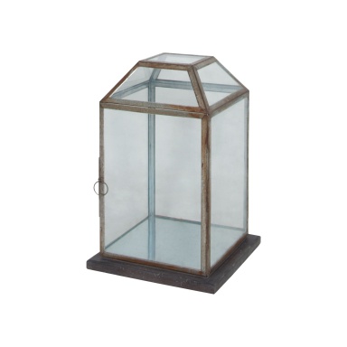 Laterne für Kerze Display Lantern With Wood Base