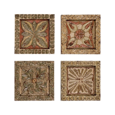 Wand-Dekor Carved Wall Plaques - Set of 4